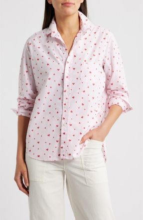 Frank & Eileen Eileen Relaxed Button-Up Shirt in Pink Stripe Hearts at Nordstrom, Size Xx-Small