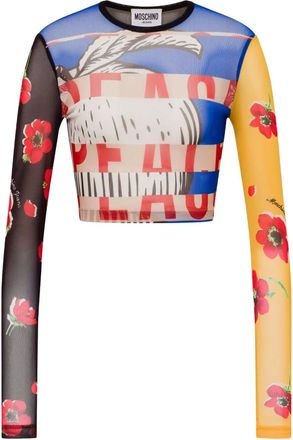 Moschino Top corto con stampa - Nero