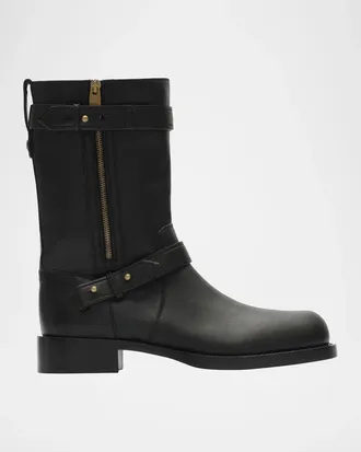 Burberry Men & apos;s Kent Leather Biker Boots