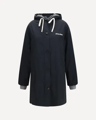 Miu Miu Panama and fleece single-breasted Peacoat Female 38