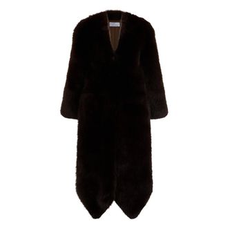 Giuseppe Di Morabito Jassen, Dames, Bruin, M, Polyester, Lange jas van imitatiebont