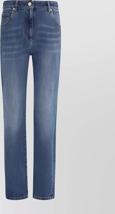 Brunello Cucinelli embellished skinny cotton jeans with contrast stitching