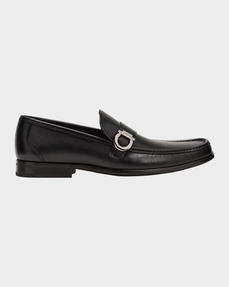 Ferragamo Men & apos;s Caspian Gancio Leather Loafers