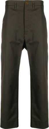 Vivienne Westwood embroidered heart-motif cropped trousers - men - Cotton/Cotton - 52 - Green
