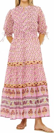 Oliphant Cinched Pintuck Maxi Dress In Riad Rhubarb