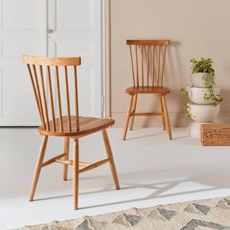 Sweeek Pair Of Wooden Dining Chairs in Light Brown