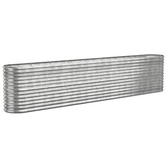 Berkfield Home Garden Raised Bed Powder-coated Steel 332x40x68 cm Silver | Size: 332 x 40 x 68 cm