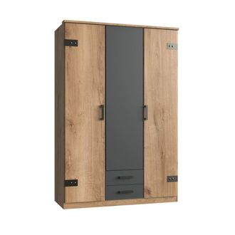 Calicosy Armario 3 puertas decorado roble y 2 cajones - L135 cm