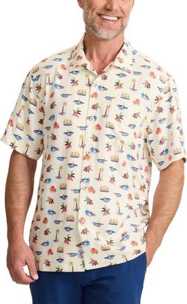 Tommy Bahama Wave Cruiser Silk Camp Shirt in Continental at Nordstrom, Size Xx-Large