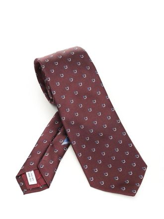 Ferragamo Gancini Bicolor Jacquard Tie Ties And Bow Ties Bordeaux-Uomo
