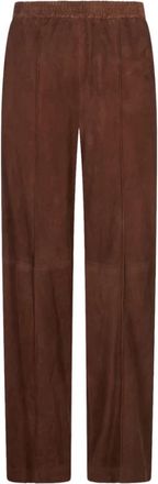 Fabiana Filippi Su&egrave;de broek met rechte pijpen - Dames - Straight fit broeken - Bruin - 2XS - Su&egrave;de - Broeken
