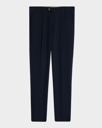 Brunello Cucinelli Mens Cotton Classic-Fit Pleated Pants