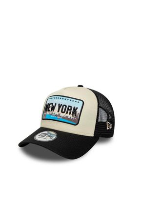 New Era Mens Trucker Cap 9forty A-Frame Licence Plate Black Hat