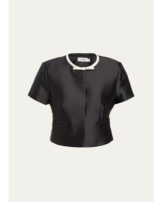 SIMKHAI Naelle Short-Sleeve Satin Top