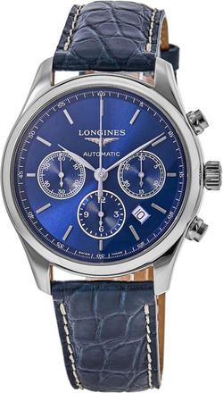 Longines Master Collection Automatic 42mm Chronograph Blue Dial Leather Strap Mens Watch L2.759.4.92.0