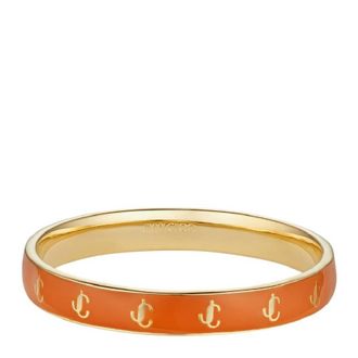 Jimmy Choo London JC Enamel Metal and Amber Bangle, Size L