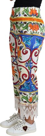 Dolce & Gabbana Multicolor Majolica Print Trouser Cotton Womens Pants