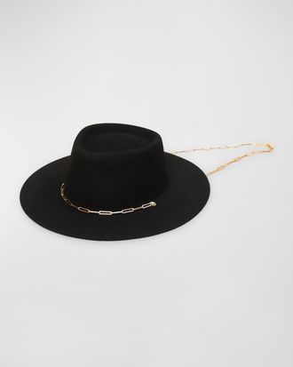 Van Palma Ulysse Merino Wool Fedora With Chain