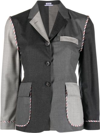 Thom Browne Unconstructed Funmix wool blazer - women - Wool/Wool - 36 - Grey