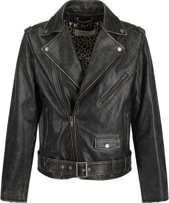 Golden Goose Leren Jas Vintage Zwart