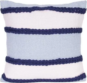 Foreside Home And Garden Cindy Striped Outdoor Navy Accent Throw Pillow 18 x 18 in Blue at Nordstrom, Size Medium