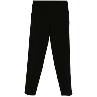 D.exterior Slim-fit Trousers, female, Black, XS, Black Crepe Texture Pleated Trousers