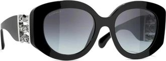 Chanel Sunglasses, female, Black, Size: 54 MM Oval Sunglasses