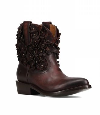 Frye Womens Billy Flower Boots In Cherry Lacquer