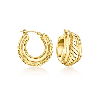Ross-Simons Italian 18kt Gold Over Sterling Twisted Hoop Earrings