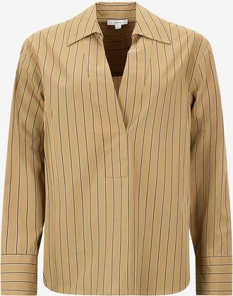 Vince Lang&auml;rmliges gestreiftes Hemd aus Popeline