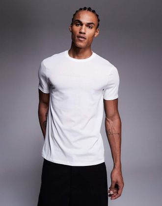 A|X Armani Exchange T-shirt color bianco sporco con logo centrale