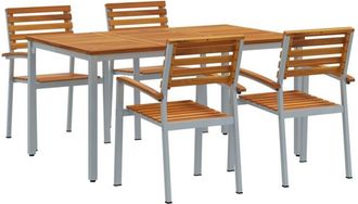 vidaXL Garden Dining Set 5 pcs Grey and brown 150 x 90 x 75 cm Vidaxl