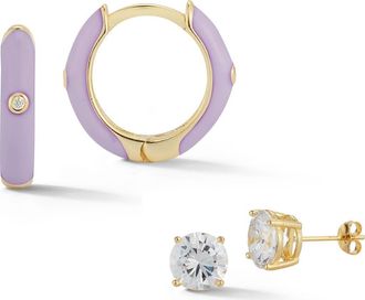 Sphera Milano Set of 2 Stud & Hoop Earrings in Gold at Nordstrom Rack
