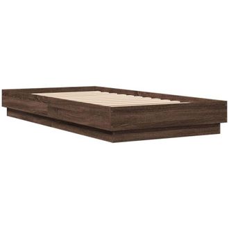 vidaXL Bed Frame without Mattress Brown Oak 75x190 cm Small Single Engineered Wood Vidaxl
