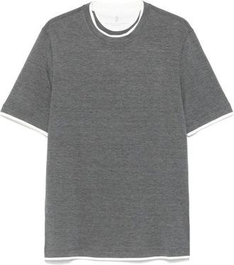 Brunello Cucinelli Tops, Heren, Grijs, S, Grijze Crew Neck T-shirts en Polos