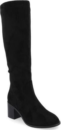 Journee Collection Romilly Block Heel Boot in Black Suede at Nordstrom Rack, Size 8.5
