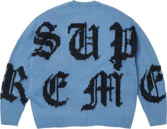 SUPREME FW26 Cross Stitch Logo Sweater Blue SUP-FW26-068-BLU