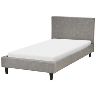 Beliani Cama Tapizada En Tela Gris Claro 90 X 200 Cm Marco De Listones Cabecero Estilo Contempor&aacute;neo Fitou