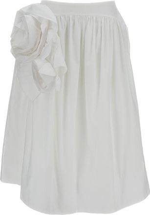 Simone Rocha White Pressed Rosette 3D Floral Midi Skirt