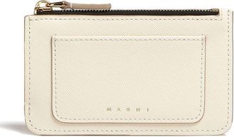 Marni logo-print leather card case - women - Calf Leather/Cotton/Viscose - One Size - White