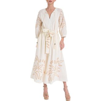 Ciebon Eliza Embroidered A-Line Dress in Cream/sand at Nordstrom, Size X-Small
