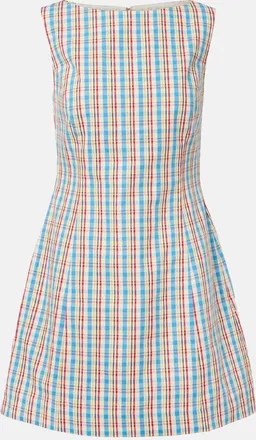 Faithfull The Brand Lydie checked cotton and linen minidress