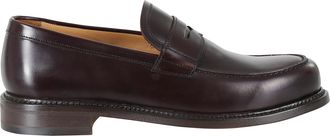 John Spencer Brown Rois Polished Penny Strap Leather Loafers