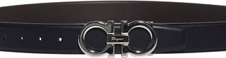 Ferragamo Mens Belt Gancini Reversible Black Leather Calf