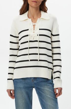 Michael Stars Adrienne Lace Up Sweater in Ivory/Black at Nordstrom, Size X-Small