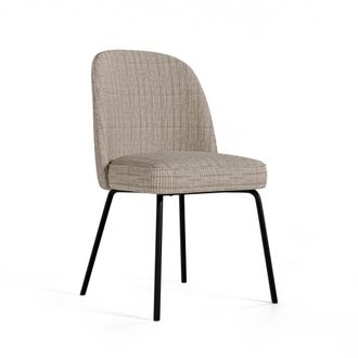 Koketto Home Silla tapizada color topo con grueso asiento y espalda curvada