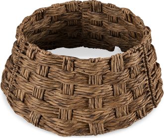 Best Choice Products 24in Basket Woven Hyacinth Christmas Tree Collar, Skirt Accessory w/ Cord Cut-Out - Chestnut