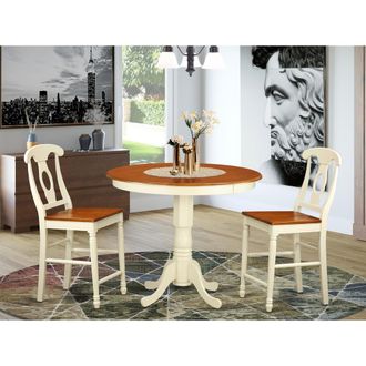 East West Furniture 3 Pc counter height Dining room set - high top Table and 2 counter height Chairs