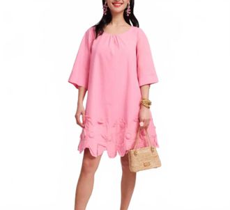 Frances Valentine Mini Swing Dress With Flower Detail In Pink