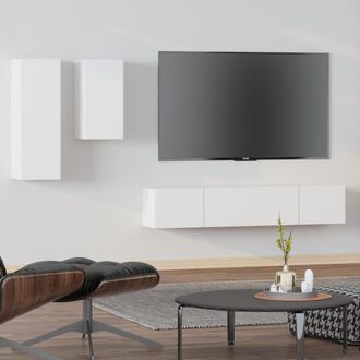 Berkfield Home 4 Piece TV Cabinet Set White Engineered Wood